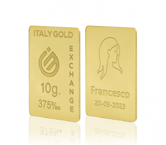 Lingote de Oro signo del zodiaco Virgo 9 Kt de 10 g. Italy Gold Exchange